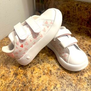 Kids White and Pink Heart Sneakers